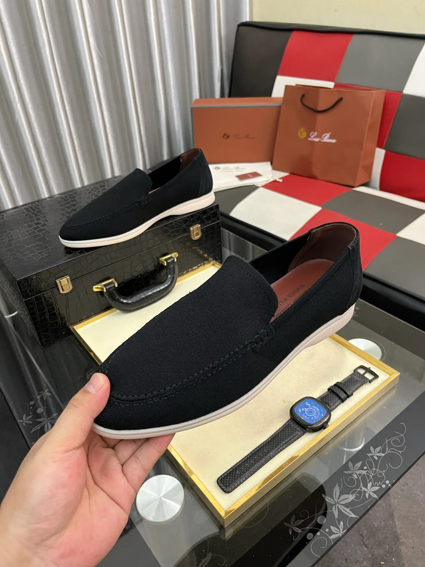 Men's men's shoes💰420⌚️⌚️Loro*Piana pure original 2025 soft and comfortable LP deerskin flat-soled casual star's same style slip-on Loaf men's shoes, size: 38-446️⃣colors available